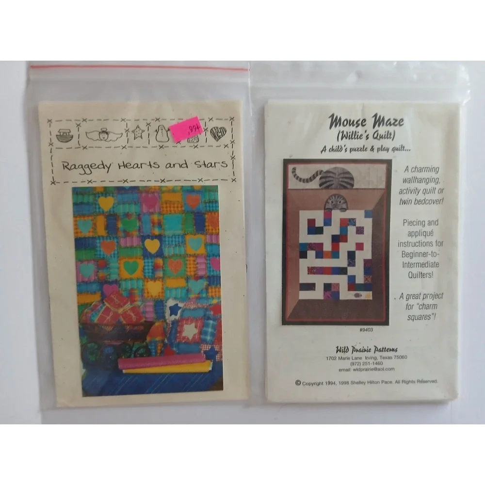 Two QUILT PATTERNs‎  Mouse Maze & Raggedy Hearts And Stars